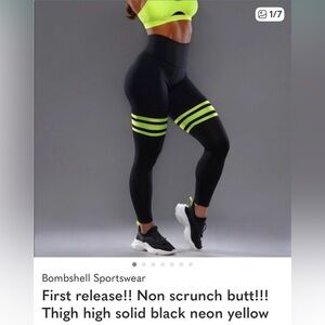 First release!! Non scrunch butt!!! Thigh high solid black neon yellow